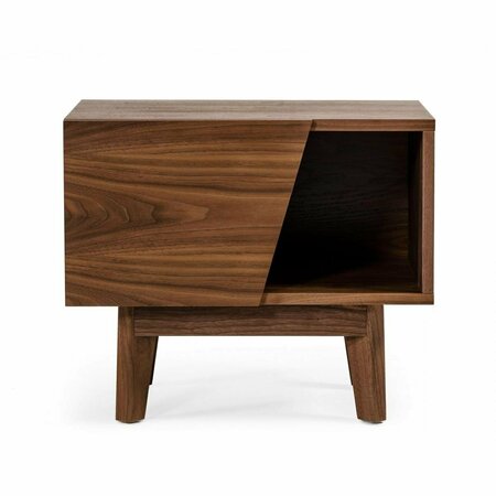 HOMEROOTS Mid Century Walnut Light Brown Nightstand with One Drawer & One Shelf 473031
